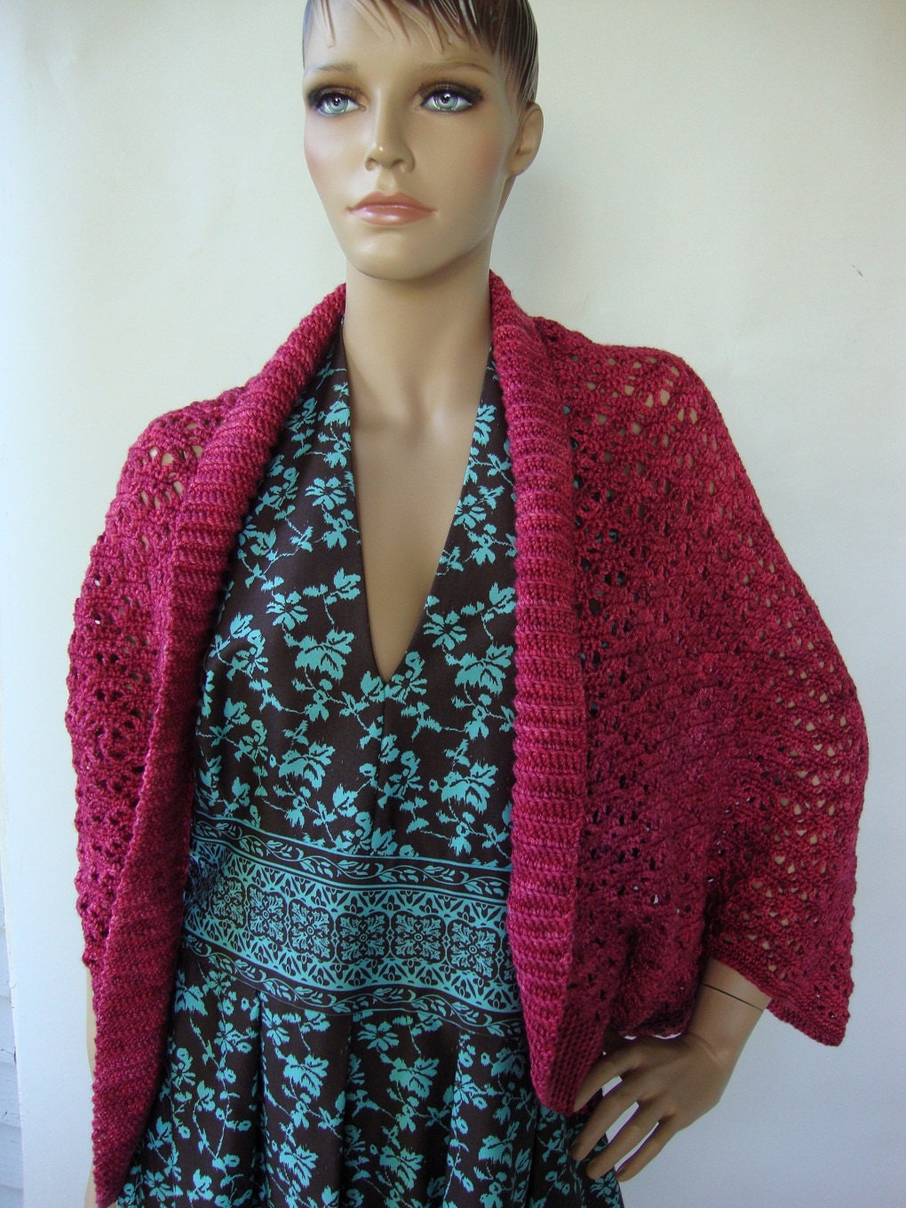 Red Shrug - Cranberry Pashmina Cashmere