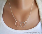 Sterling Silver Triple Circle Necklace - Dainty Minimal Simple Modern - Everyday Jewelry - Gift - morganprather
