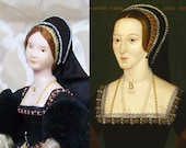 Tudor Doll, Queen  Anne Boleyn 12th scale dollhouse doll, MADE TO ORDER 8-10 weeks