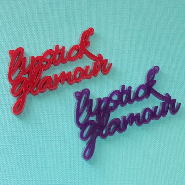 2 x Lipstick Glamour laser cut pendants - any colour