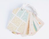 Vintage 1930s Wallpaper Gift Tags: Set of 10 Repurposed Wall Paper Tags, Eco Friendly Gift Wrap Trim, Inventory Hang Tags, No. 1316