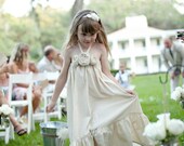 Ivy..natural cotton rustic flower girl dress size 2T, 3T, 4 and 5
