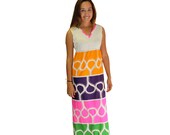 Vintage Maxi Dress BABA KEA Honolulu Bold COLOR Block