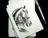 Dressage Horse Blank Note Cards,  Equine Art Stationery, Equestrian Artwork, thank you card, greeting card - Set of 6 w/ Envelopes