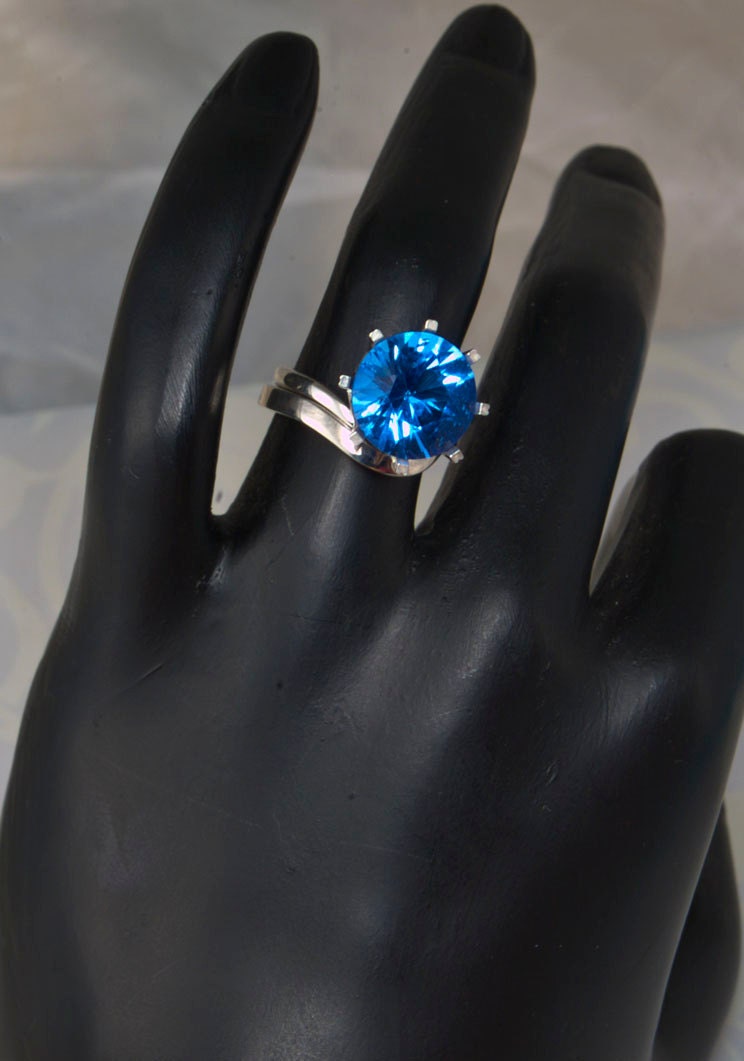 Electric Blue Topaz Color Engagement Ring