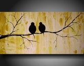 ORIGINAL Abstract Contemporary Fine Art Abstract  Painting modern 18 X 36 Inches  ------- Finding a way ---Golden yellow