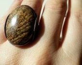 SALE Picture Jasper Ring, Caramel Brown Stone, Oxidized Copper, Handmade, Any Size, Rustic, Organic, Natural, Summer Fashion
