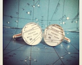 fenway ball park- silver vintage map cufflinks with gift box by Tomato-Made