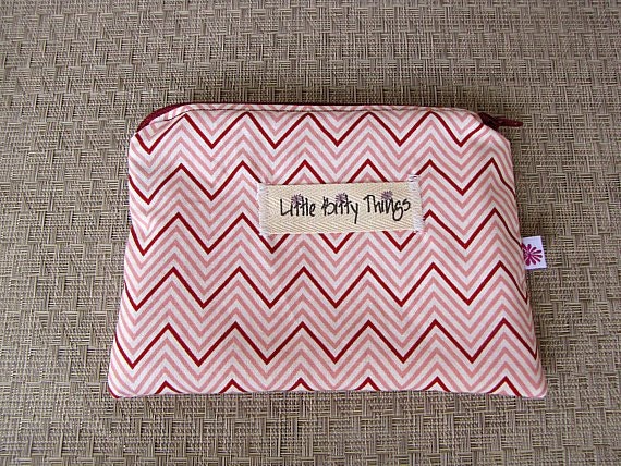 Mini Wet Bag - Tiny Chevron Wine/Pink
