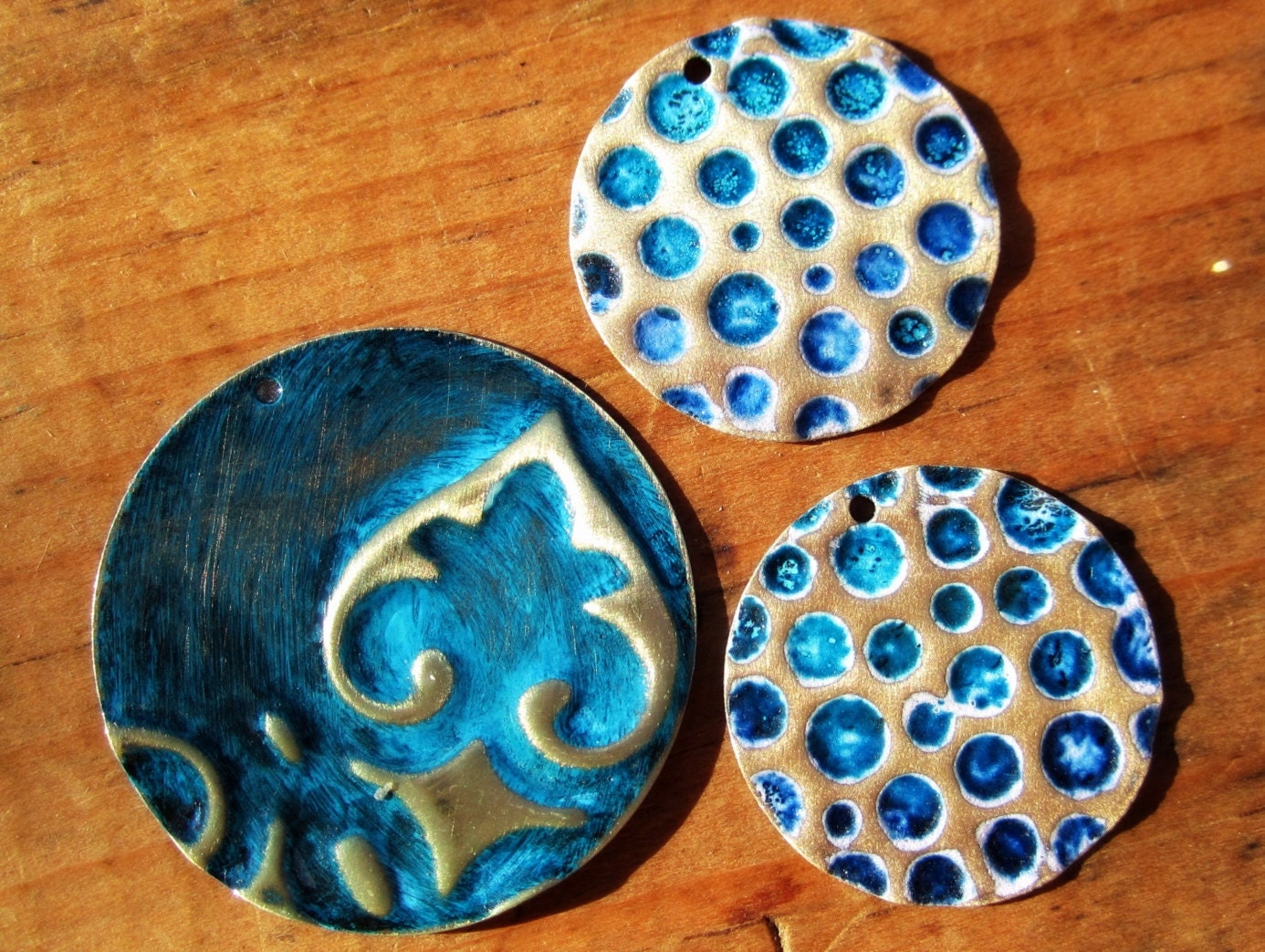 Vintaj Natural Brass embossed pendants and charms