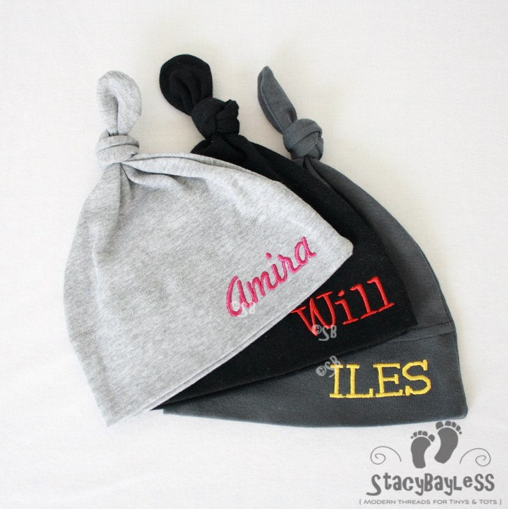 Personalized Baby Knot Hat - Choose Your own Colors AND Font - Same Day Shipping