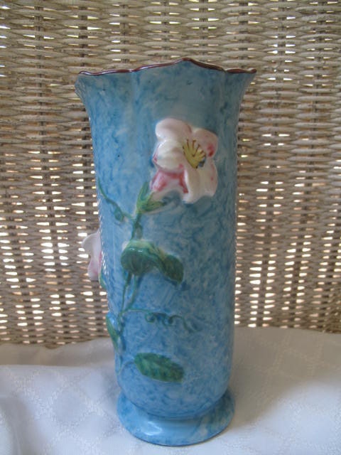 Vintage Hand Painted Aqua Vase Nagoya Japan