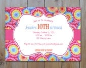 Tie Dye Invitation / Printable DIY Digital Invitation / Item 82612