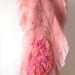 Nuno felted scarf ruffle - coral Rose flower Apricot Pink