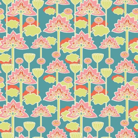 Organic Cotton Fabric-monaluna -Raaga- LOTUS BLOSSOM - low shipping