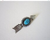 20% off SALE Vintage Victorian Pin // Turquoise Arrow Sterling Silver Brooch // One and Only