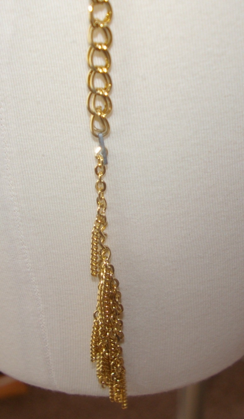 Gold Chain Belt Glamourous Dangling  Chains  Size S M Vintage 1970's early 1980's