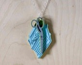 Charm Necklace "The Editor"- Petit Scissors and Vintage Typewriter