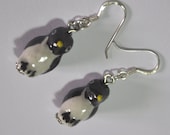 Ceramic Penguin earrings with sterling silver hooks