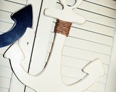 Shabby Chic 13-18 inch wooden anchor Nautical Home Decor - kygracedesigns