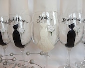 Hand Painted Personalized Bridesmaid Dress Wine Glasses - GIFT WRAPPING AVAILABLE