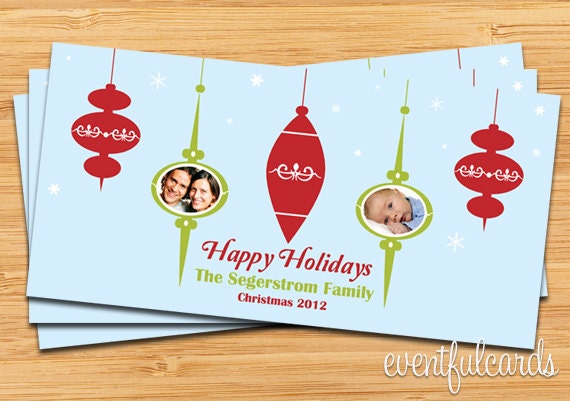Christmas Ornaments Photo Card 2012 - 8" x 4" - Printable Il_570xn