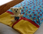 Stuffed 7-Inch Teddy BEAR with "Sleeper Pocket" PILLOWCASE. Handmade Bear (Pickle Pie Design), Love Lady Bugs, Fits Reg/Queen pillow
