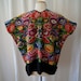 Wonderful vintage Mexican huipil hand loomed top with bright floral pattern - size XXL
