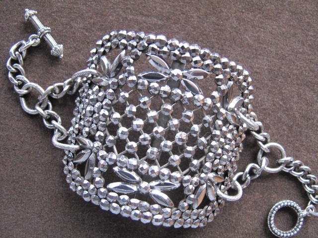Vintage Cut Steel Shoe Buckle Bracelet Victorian c1910-1920