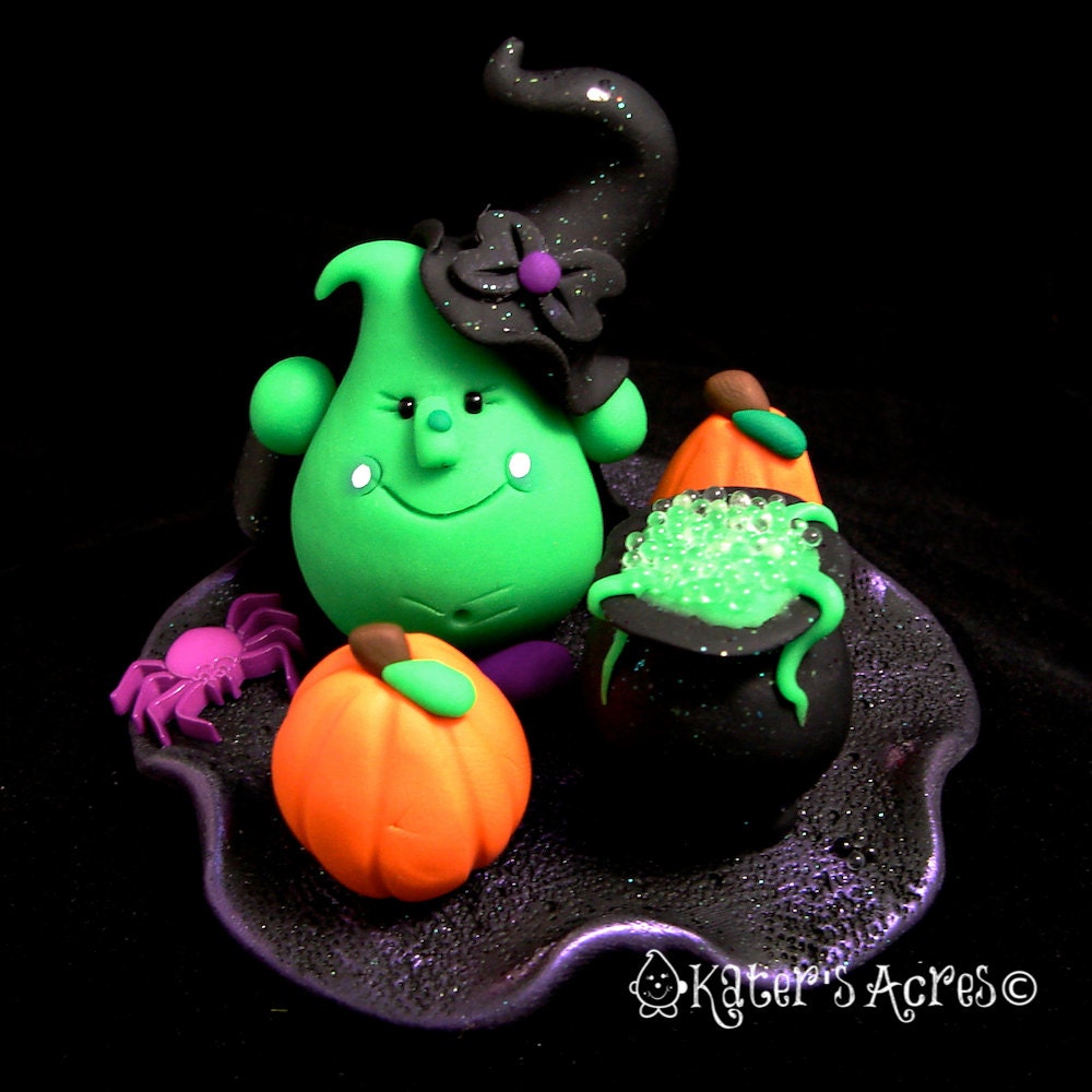 Halloween WITCH PARKER Figurine - Polymer Clay Character - Limited Edition