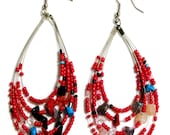 Handmade Multi Color Beaded Teardrop Earrings