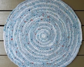 Crocheted Blue Rag Rug - Round Rug - Crocheted rug - Rag rug - Blue - Housewares - Repurposed Fabric - Kitchen - rug