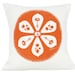 Decorative Pillow, Orange, Round Flower Graphic, Hand Screened on Cotton Bark Cloth, 15 inch