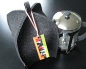 6-cup, 4-sided Modern Coffee Cozy in elegant Grey Flannel Wool Felt