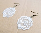 Personalized Initial Earrings in Lace - Your Choice of Color and Letter - Personalized Monogram Jewelry Letter Jewelry
