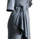 Asymmetric Wrap Dress. Womens clothing winter dress. Handmade casual, evening and formal day dress. Plus size dress