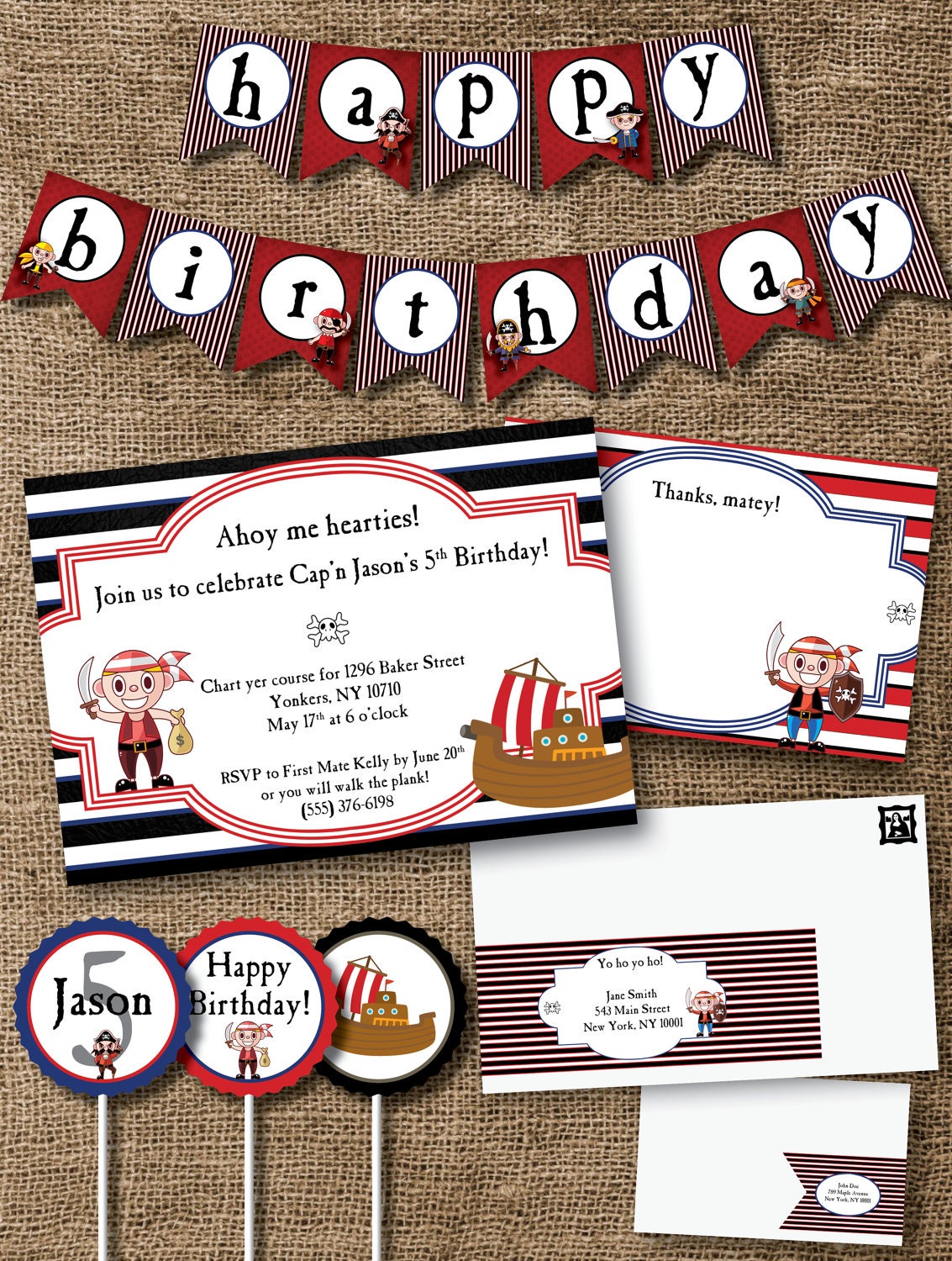 PRINTABLE Pirate Birthday Party Pack / Set