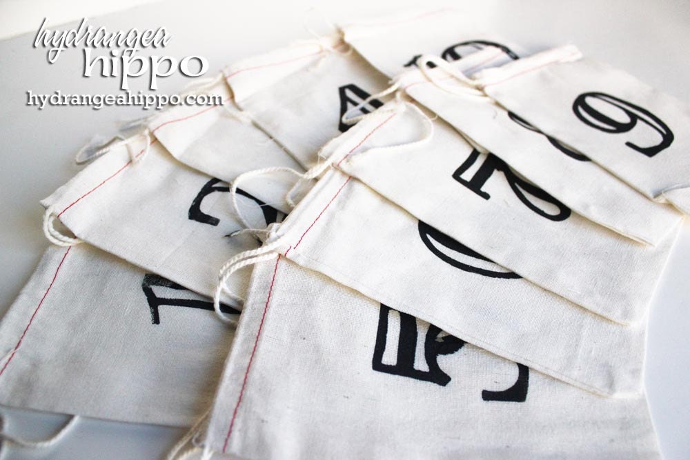 Numbered 5 x 7 Cotton Drawstring Bags, Set of 10