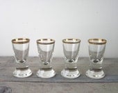 Set of Four Cordial Shot Glasses with Gold Trim