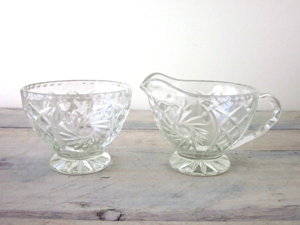 Glass Creamer and Sugar Bowl Set