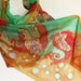 Hand dyed - hand painted silk scarf on ponge silk Feather180x45