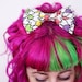 Rainbow Pixel Heart Hair Bow, Geek Hair Clip