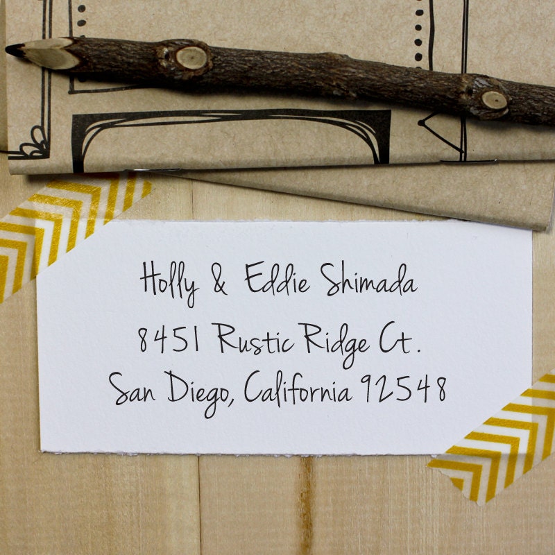 Rubber Address Stamp Eco Mount - Wedding Stamp, House warming, Hostess gift, - Holly