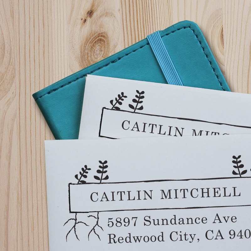 Self Inking Custom Rubber Stamp - Personalized  Address Stamp - Fern