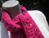 Pink Fuschia Crochet Scarf Fifty Shells and Lace
