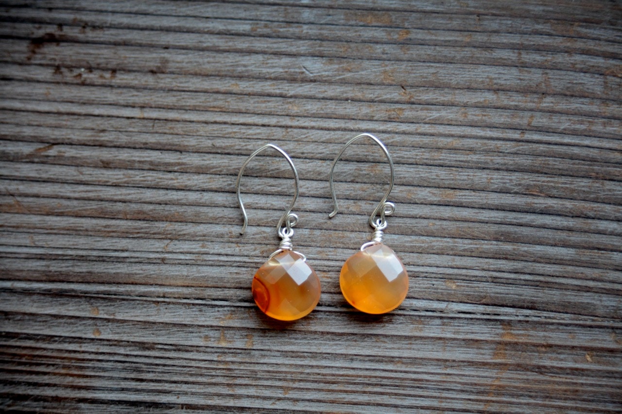 Fire Agate Sterling Silver Orange Earrings