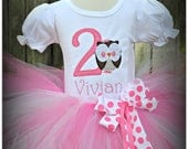 Owl Birthday Tutu Outfit in Pinks