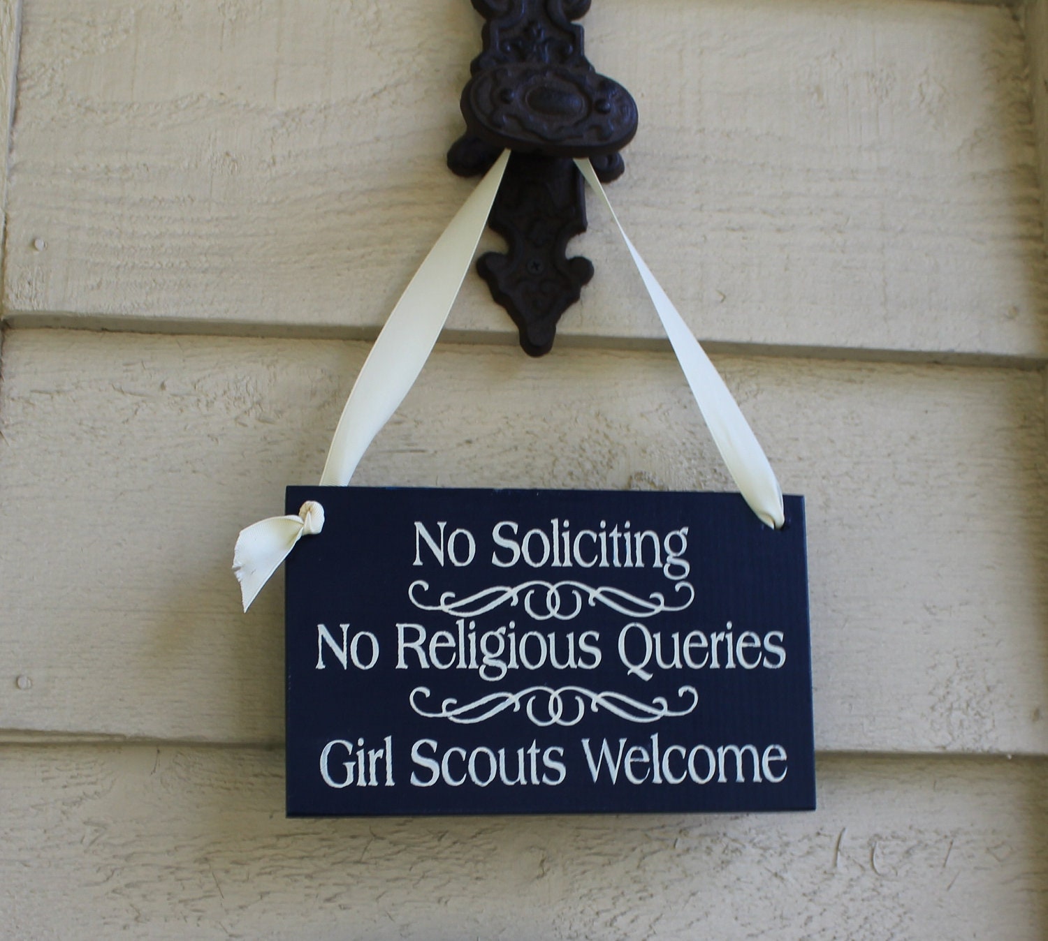 No Soliciting/No Religious Queries/Girl Scouts Welcome Sign/Handpainted/YOU Choose Color