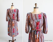 Vintage 1980s Dress : 80s Fall Fashion Day Dress