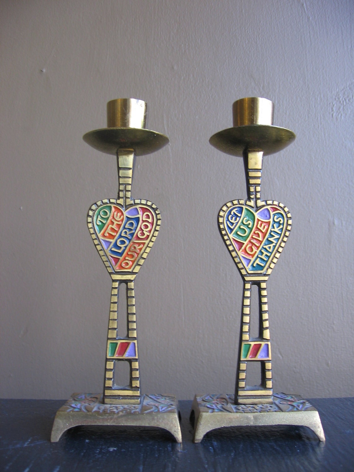 vintage 1969 candle holders Terra Sancta Guild